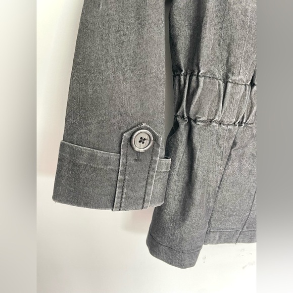 Larry Levine Stretch Dark Gray Denim Peplum Waist Band Jacket - Picture 5 of 6
